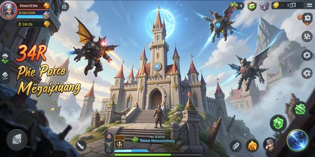 Tampilan gameplay menarik dari 34R dalam pertempuran Tower Defense.