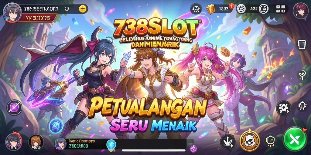 Tampilan gameplay <strong>738SLOT</strong> dengan karakter anime yang menawan.