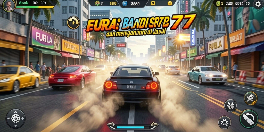 Screenshot gameplay FURLA77 menampilkan aksi balapan yang seru.