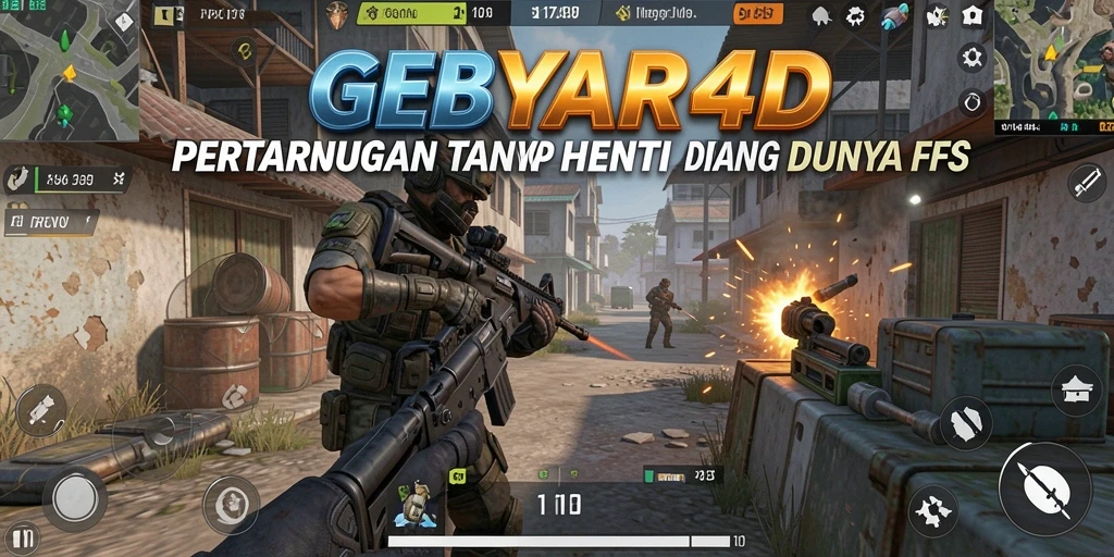 Tampilan seru gameplay GEBYAR4D saat pertempuran FPS.