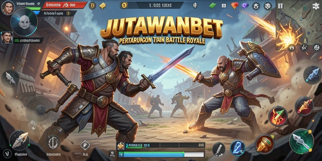 Tampilan aksi seru dalam gameplay JUTAWANBET Battle Royale.