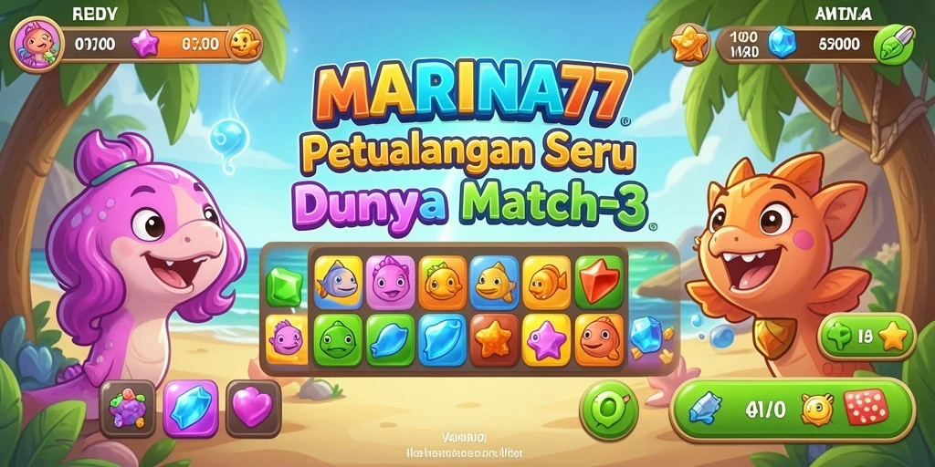 Screenshot gameplay MARINA77 yang menunjukkan tantangan Match-3.