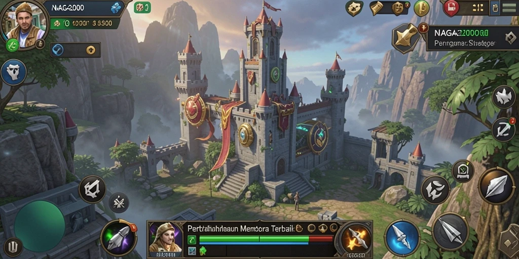 Tampilan gameplay yang menegangkan di NAGA2000 dengan aksi pertahanan menara.