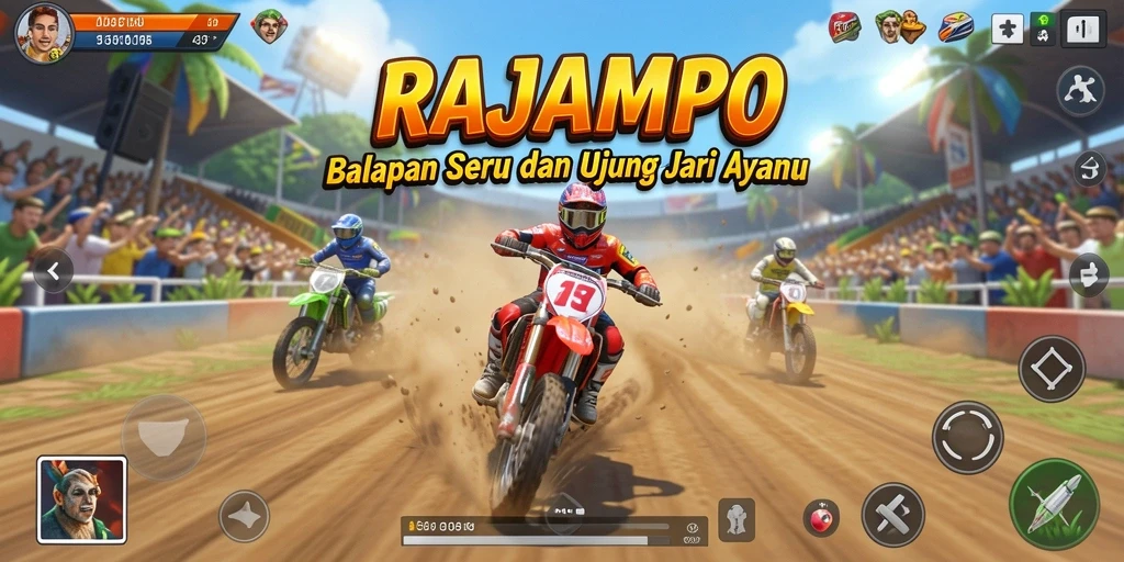 Screenshot utama RAJAMPO menampilkan aksi balapan yang mendebarkan dan mobil berkualitas tinggi.