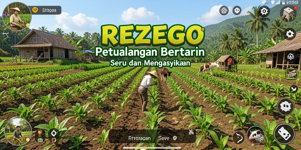 Screenshot REZEGO menampilkan petani sibuk merawat kebun.
