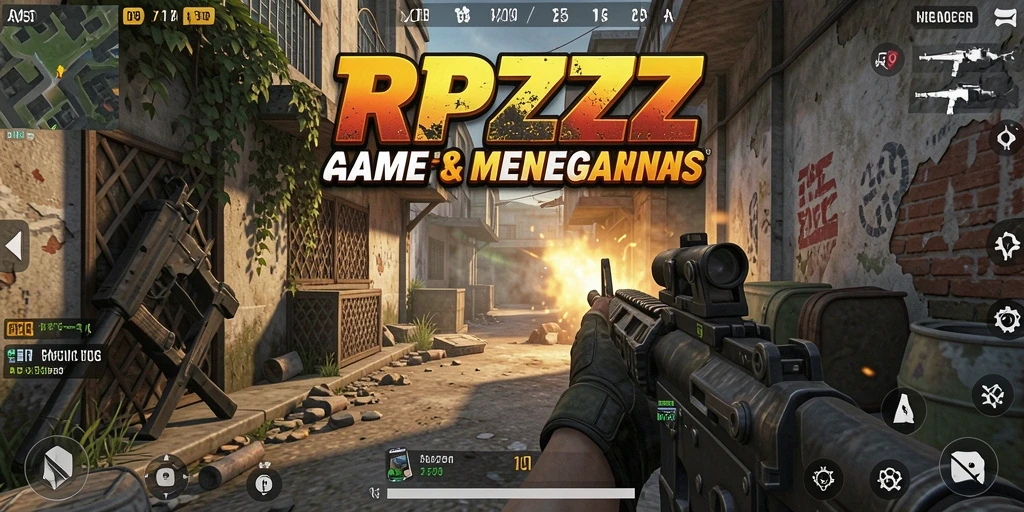 Screenshot utama RPZZZ menampilkan adegan aksi intens dalam pertempuran FPS.