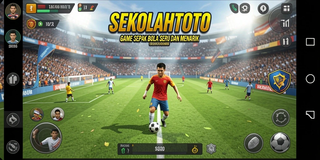 Tampilan gameplay menarik dari SEKOLAHTOTO yang penuh aksi sepak bola.