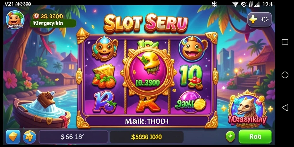 Tampilan gameplay V21 dengan gulungan penuh warna dan bonus menarik.